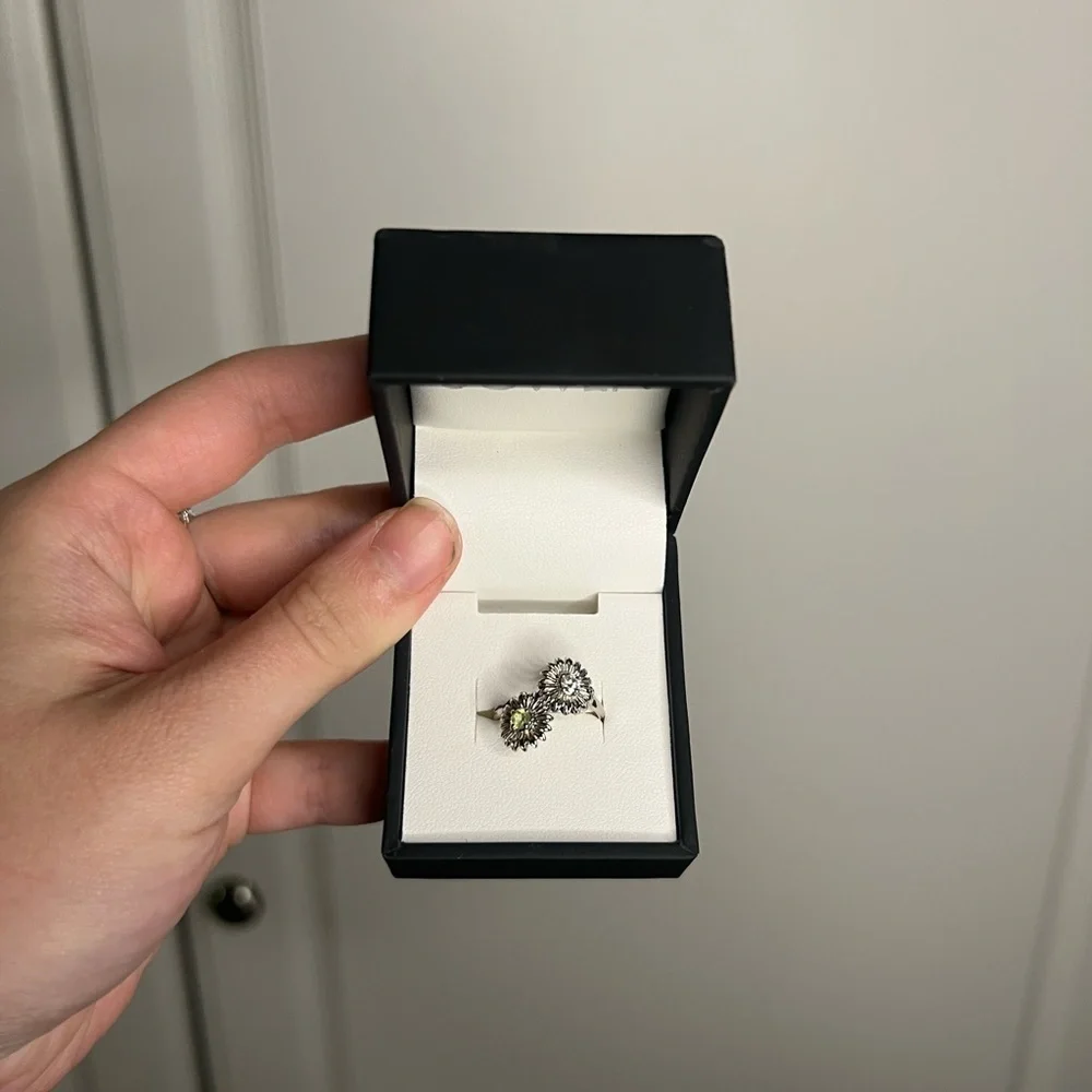 Sunflower Toi Et Moi Diamond Peridot 14k White Gold Ring 5